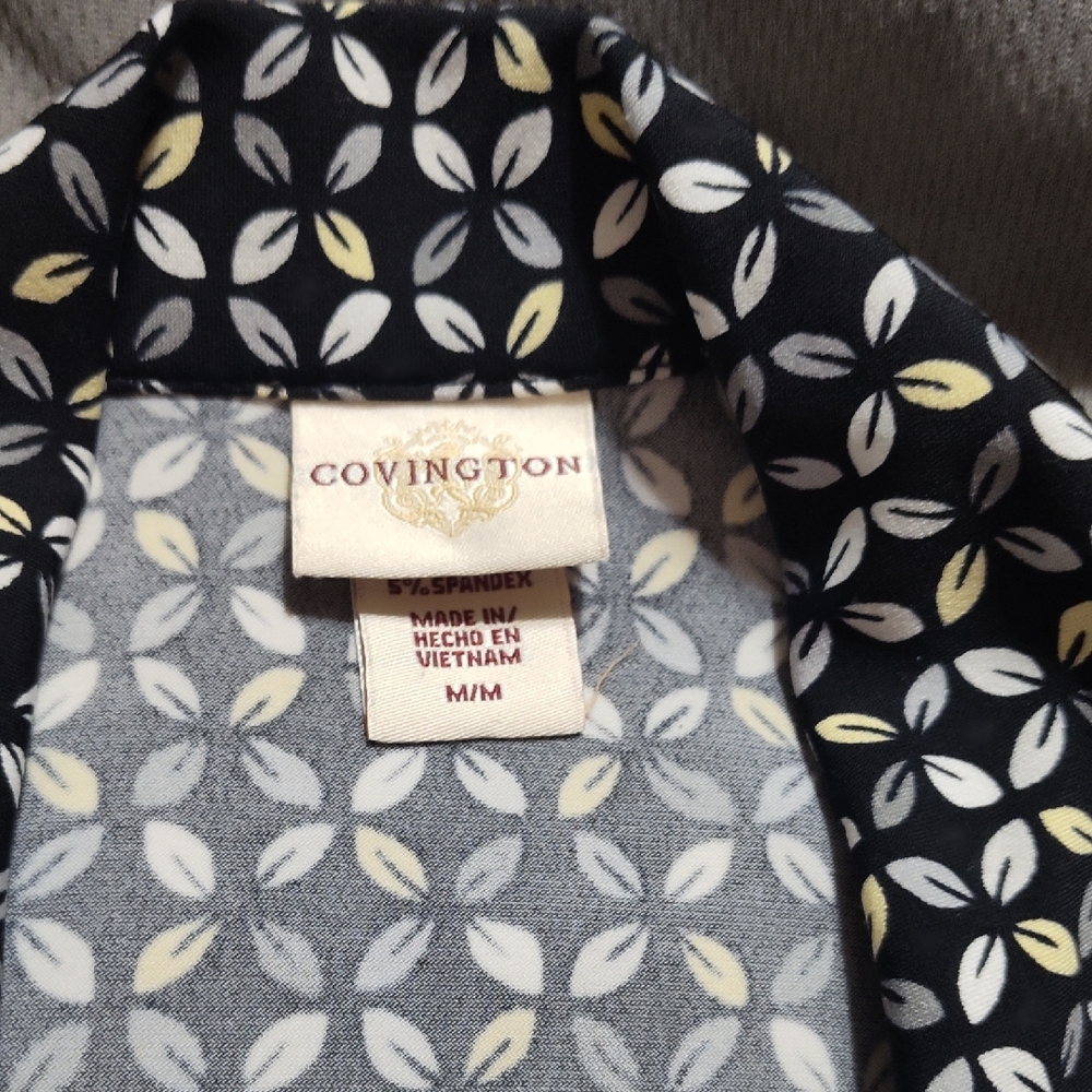 Covington Black and Gray Leaf Print Shirt